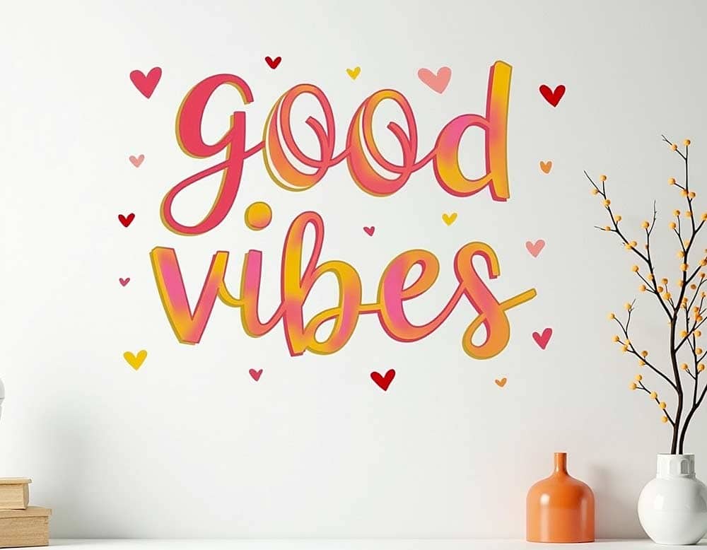 Farbiger Schriftzug Good Vibes für die Wand selbst gestalten