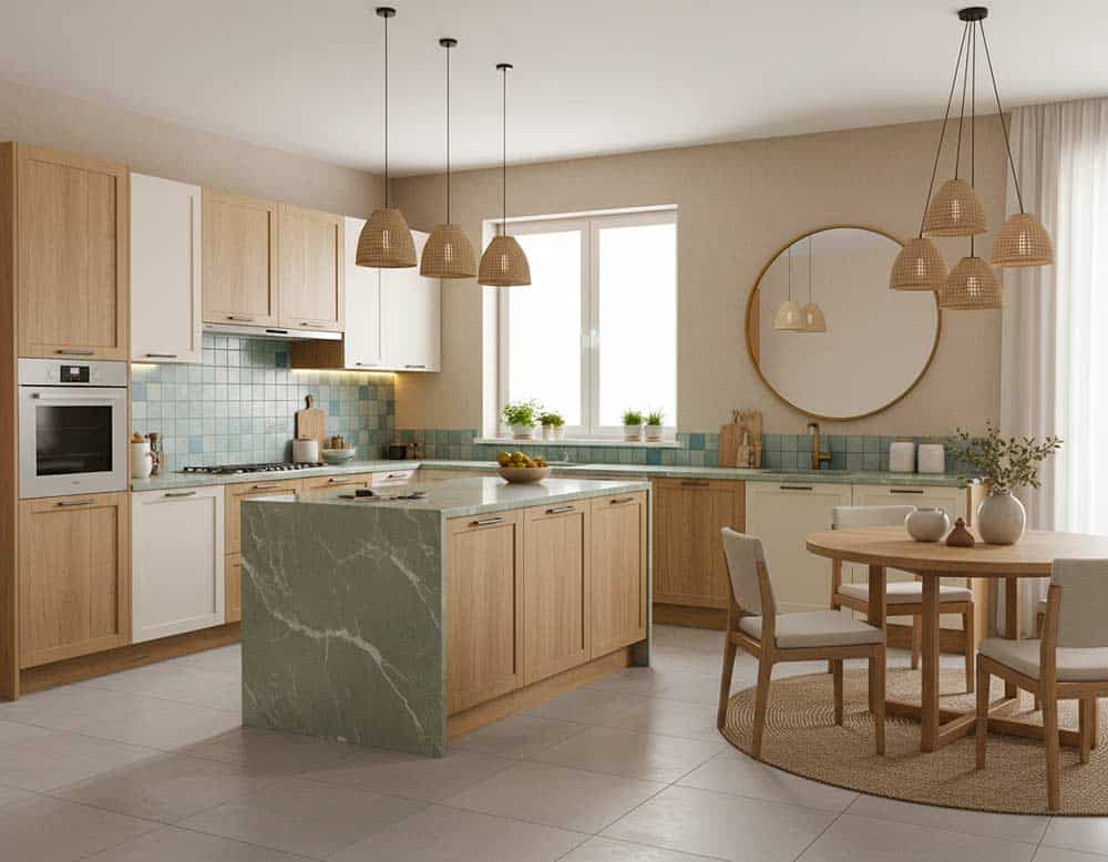 Fengshui Küche mit Salbeigrün