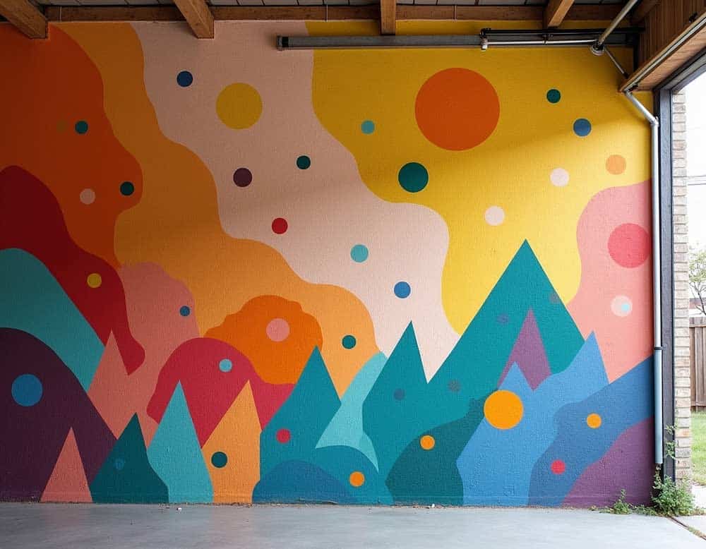 Garagenwand mit farbenfrohen Motiven bemalen