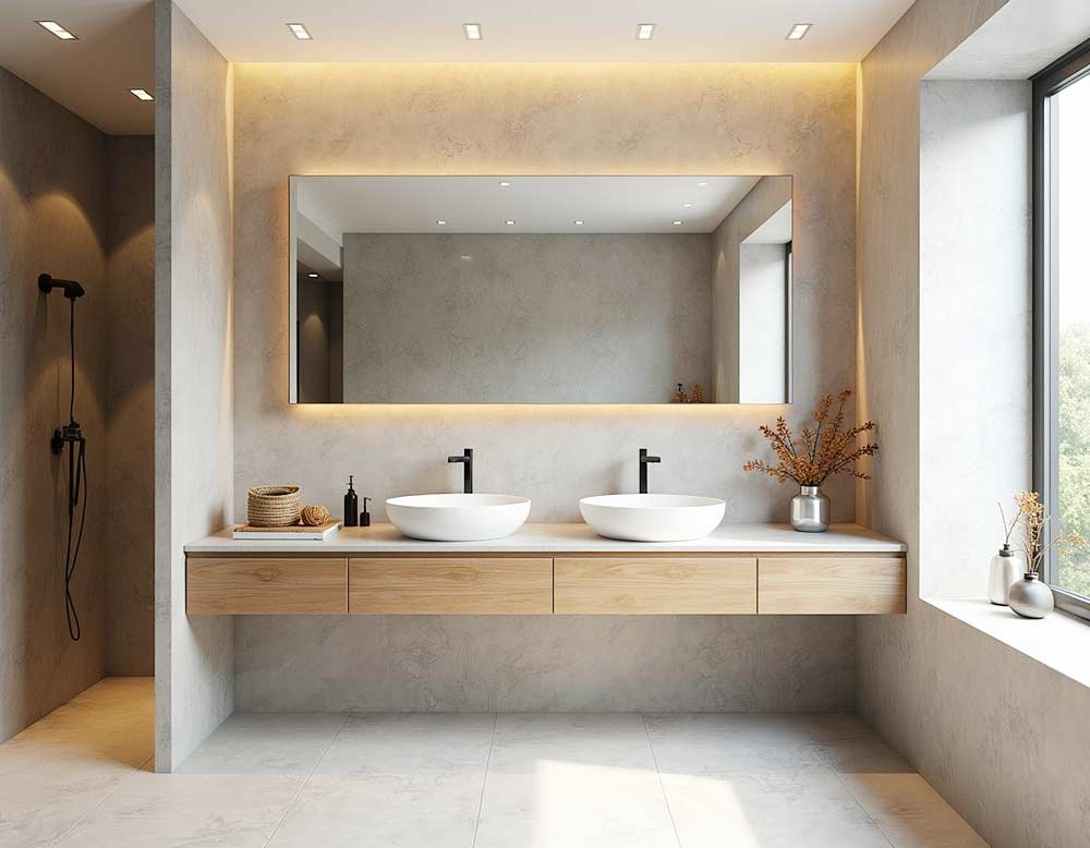 Trendiges Wanddesign im Bad Trendiges Wanddesign im Bad