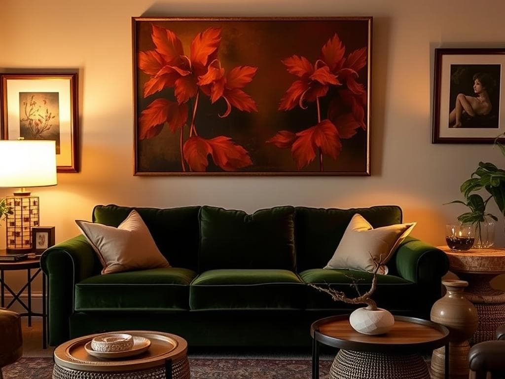 Accessoires und Beleuchtung im Wohnzimmer