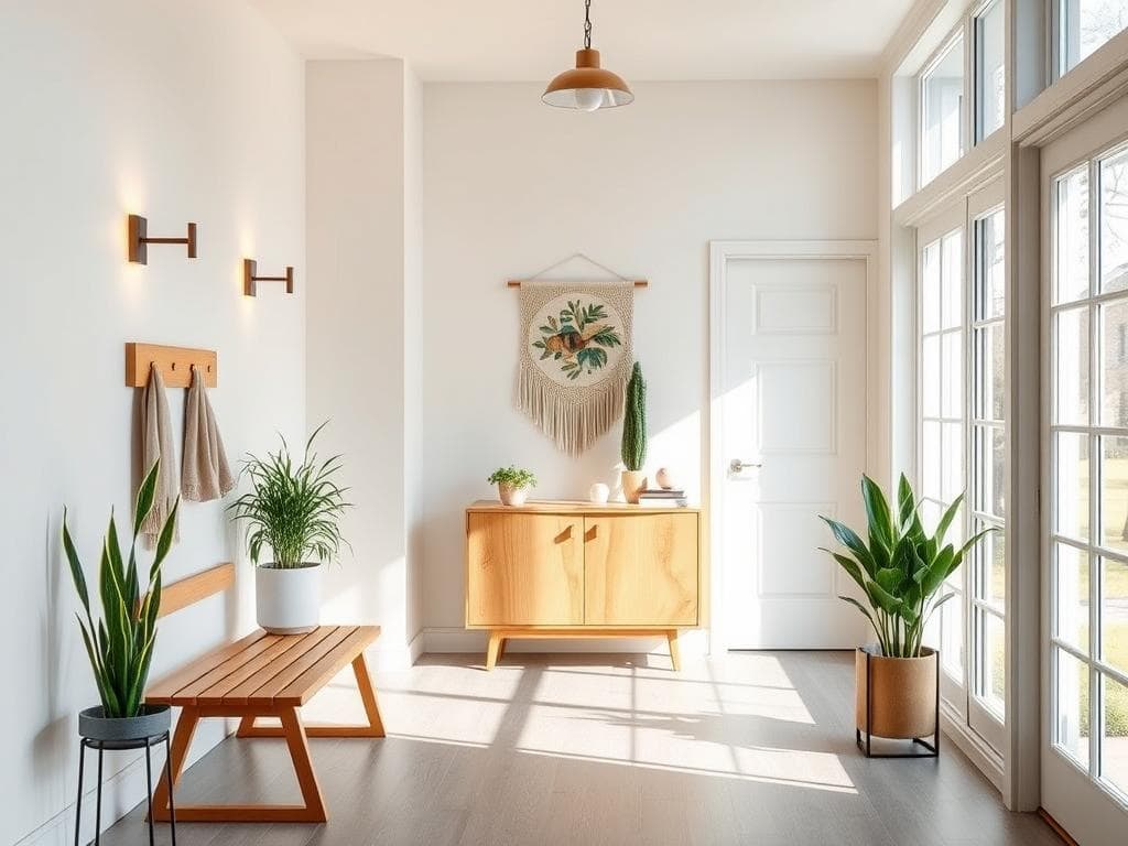 Flur mit modernen Möbeln im Skandi-Stil