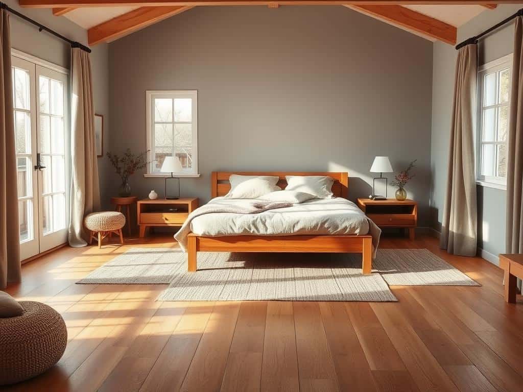 Wandfarbe und Holzboden Kombination
