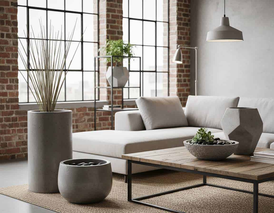 Betonvasen und Schalen in Industrielle Sti Betonvasen und Schalen in Industrielle Sti