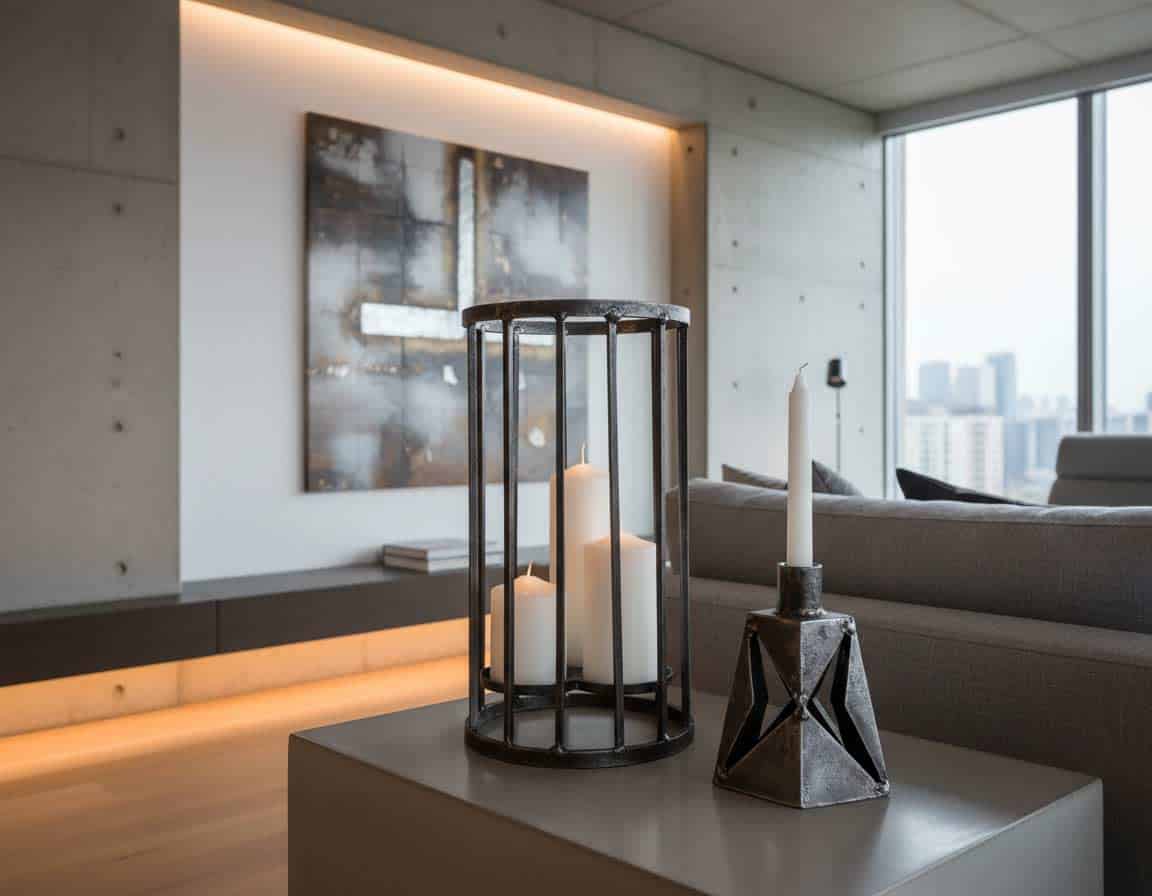 Kerzenhalter aus Stahl und Zink Kerzenhalter aus Stahl und Zink