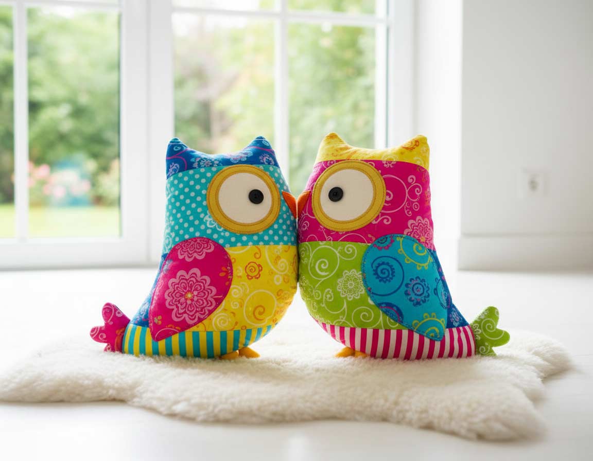 Bunte Eulenkissen selber machen Bunte Eulenkissen selber machen