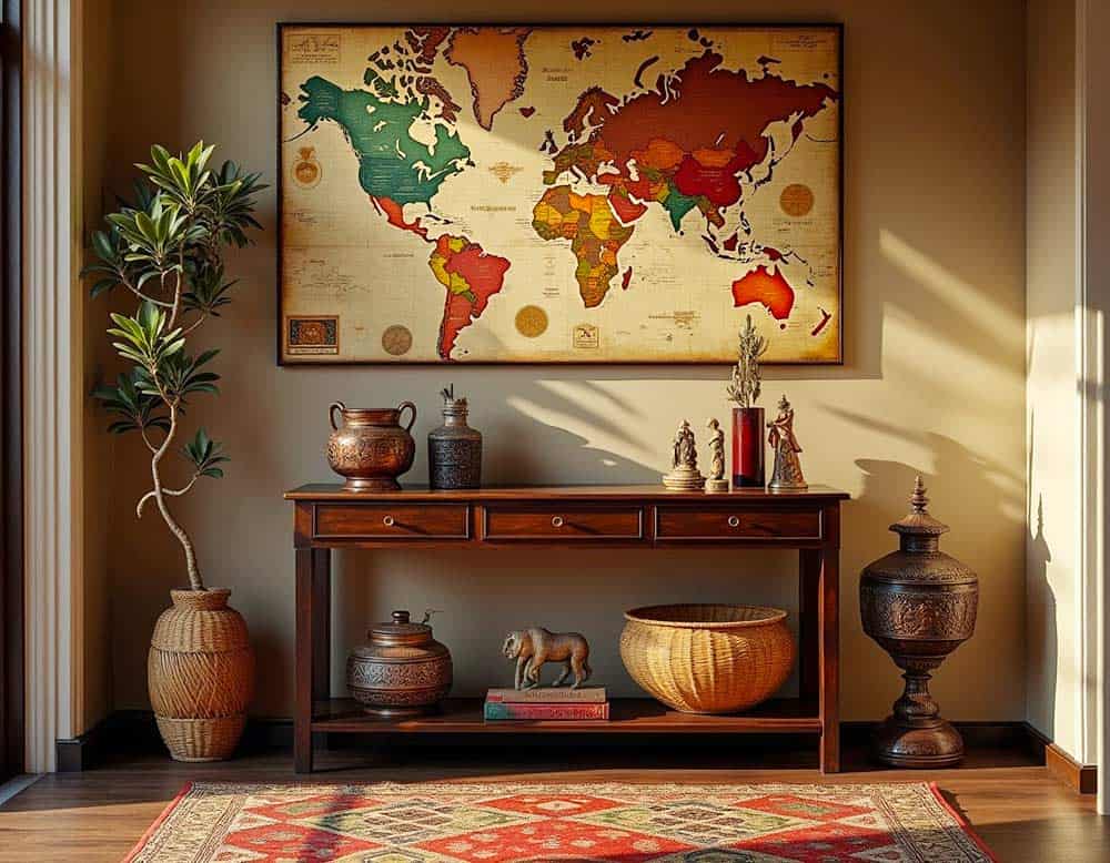 Eingangsbereich im global inspirierten Ethno-Stil