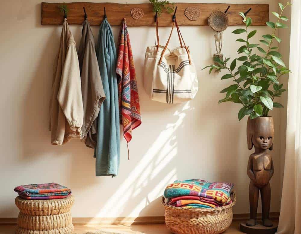 Kleine Garderobenecke in einer Wohnung im Ethno-Stil