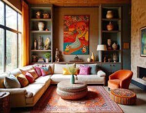 Mehr über den Artikel erfahren Multikulturelles Wohnzimmer mit exotischen Wohnideen
