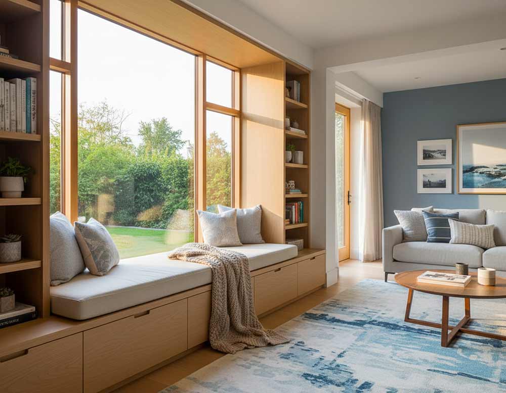 Eingebaute Sitzfenster für entspanntes Sitzen mit Blick nach draußen