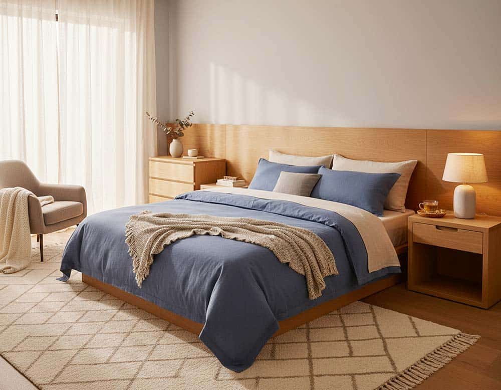 Bettwäsche in gedeckten Blautönen nach Feng-Shui