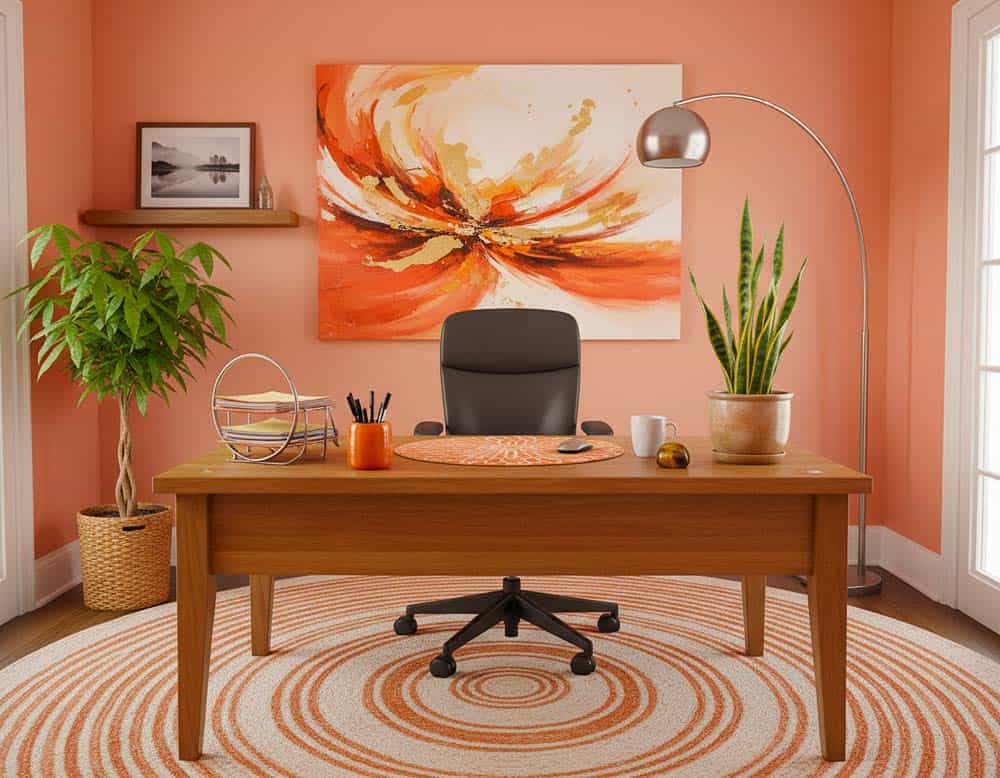 Büro für Beratung & Coachingt nach Feng-Shui mit Farben Beige, Sand, Salbeigrün