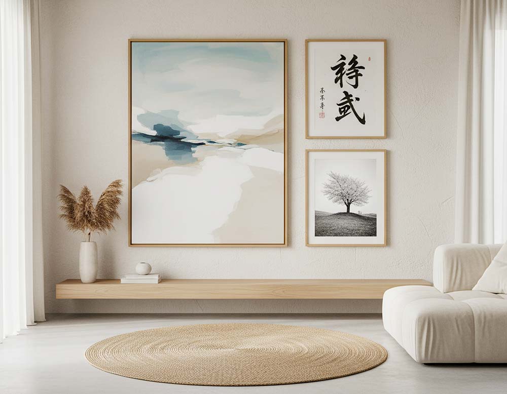 Japandi-Dekoideen mit minimalistische Wanddeko