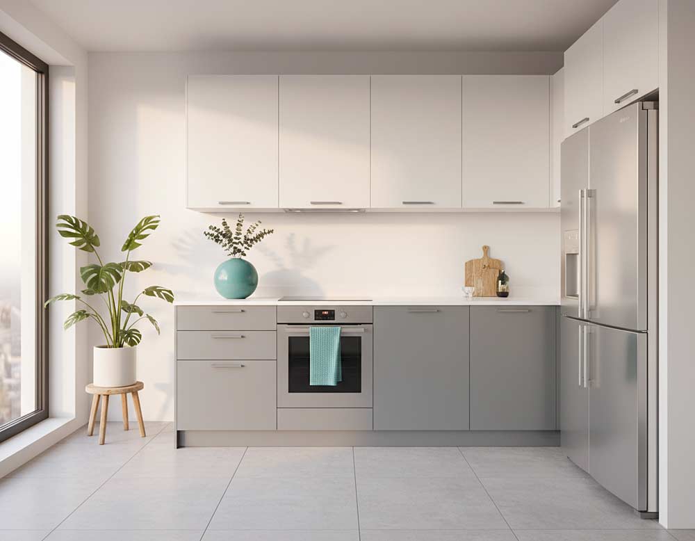 Helle Fengshui Küche mit Pflanzen