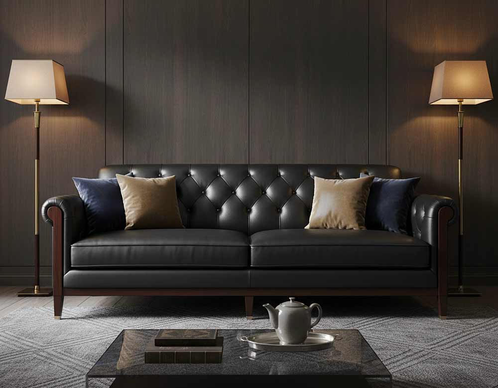 Ledersofa in Schwarz Ledersofa in Schwarz
