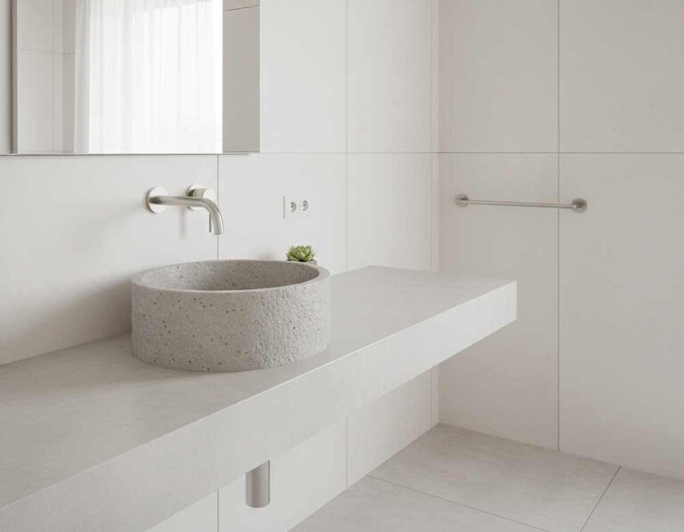 Mehr über den Artikel erfahren Aufsatzwaschbecken aus Beton: Zu welchem Badezimmer-Wohnstil passt das?