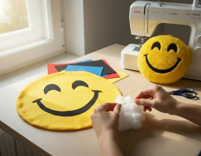 Mehr über den Artikel erfahren Smiley-Kissen selber machen: DIY-Anleitung für ein fröhliches Emoji-Kissen