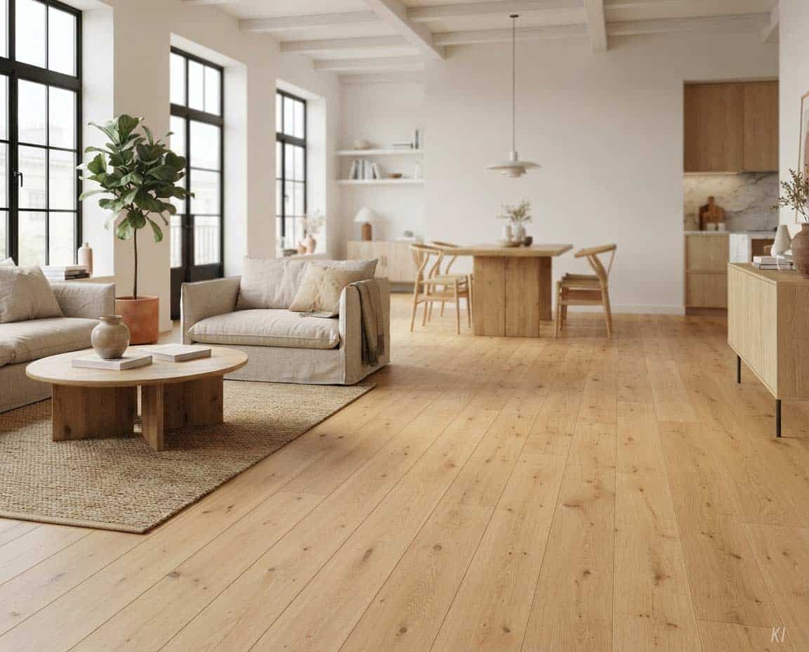 Raum mit hellem Holzboden Raum mit hellem Holzboden
