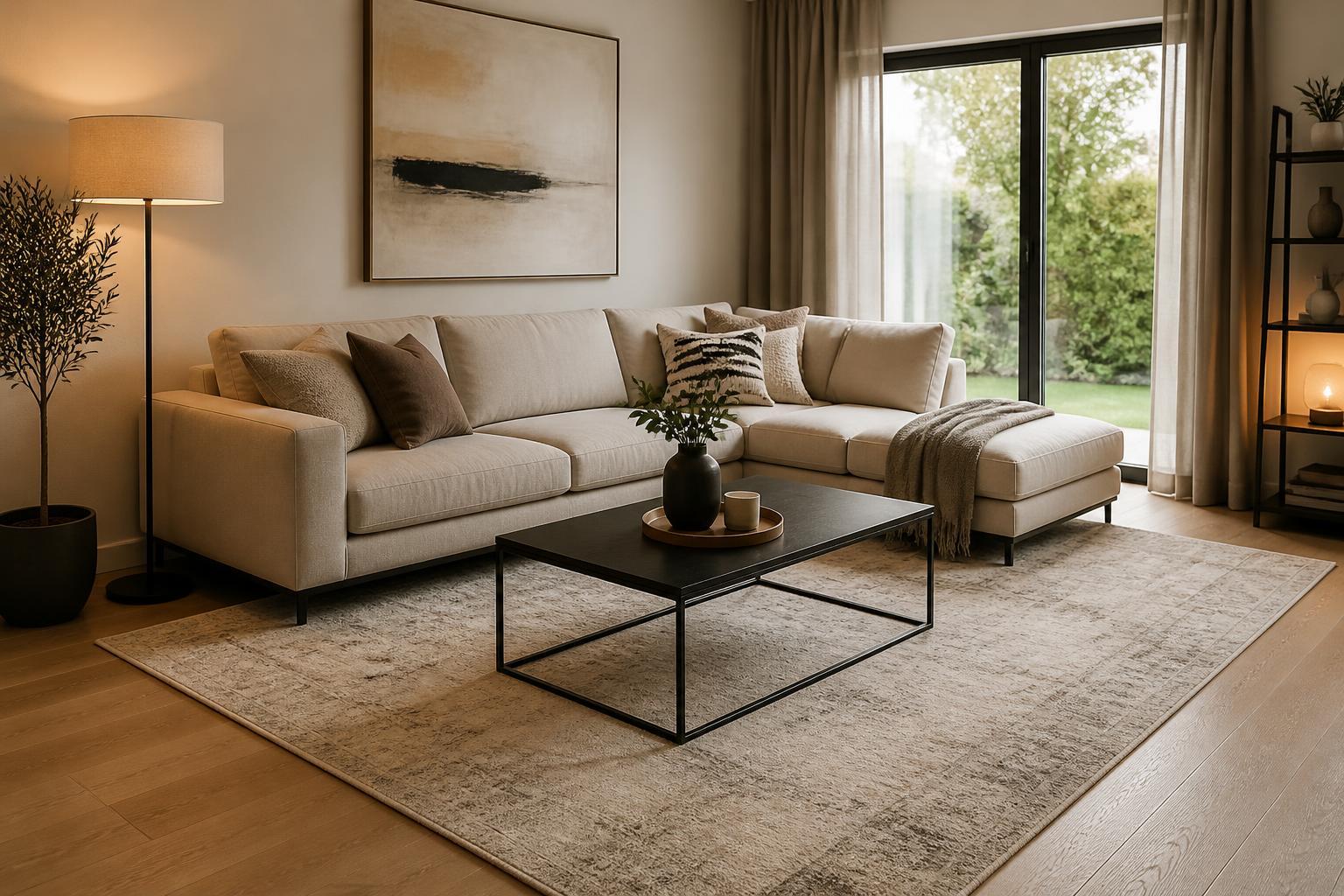 Du betrachtest gerade Teppichgröße im Wohnzimmer: Welche Größe passt unter Sofa und Couchtisch?